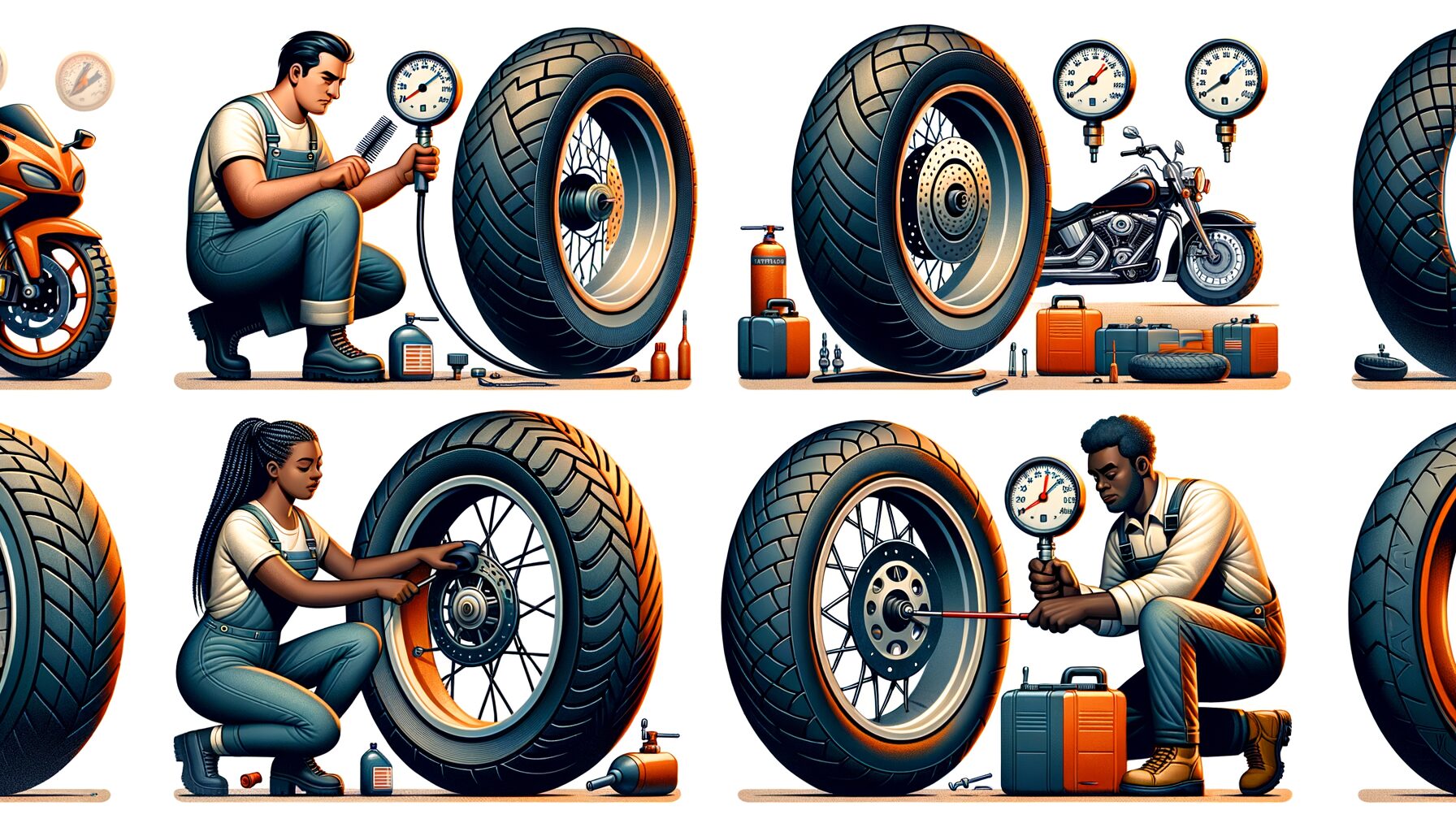 Ilustrasi perawatan ban motor untuk awet, aman, dan irit