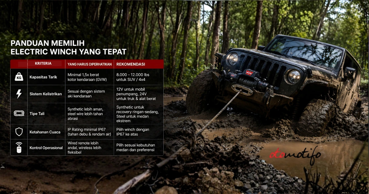 Kriteria Utama Pemilihan Electric Winch untuk Otomotif