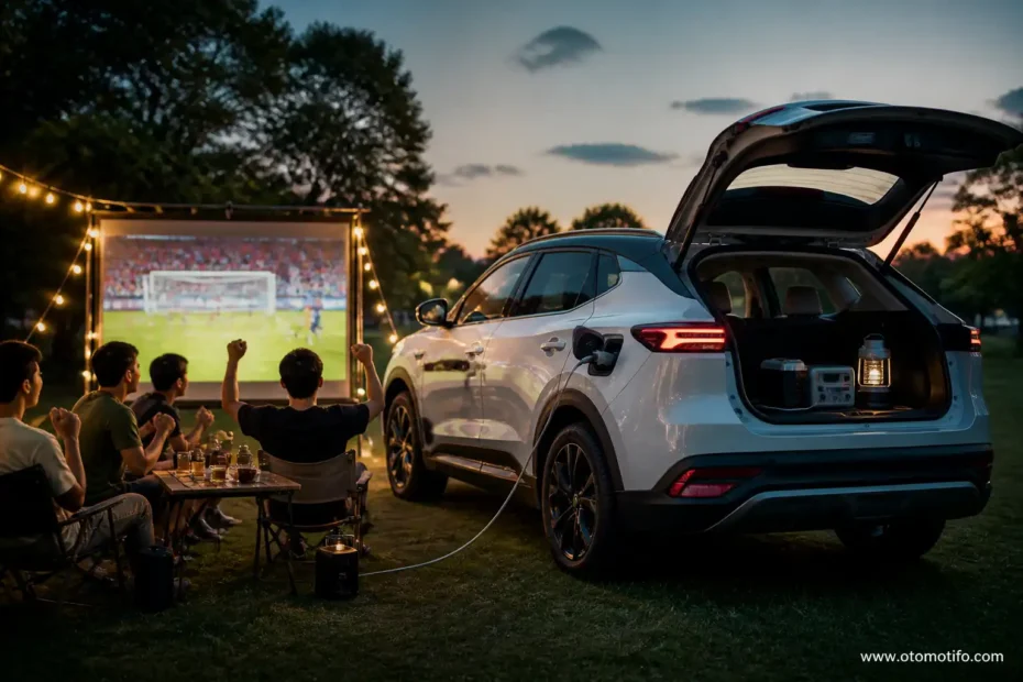 Fitur V2L Mobil Chery Jadi Sumber Listrik untuk Menonton Sepak Bola di Luar Ruangan