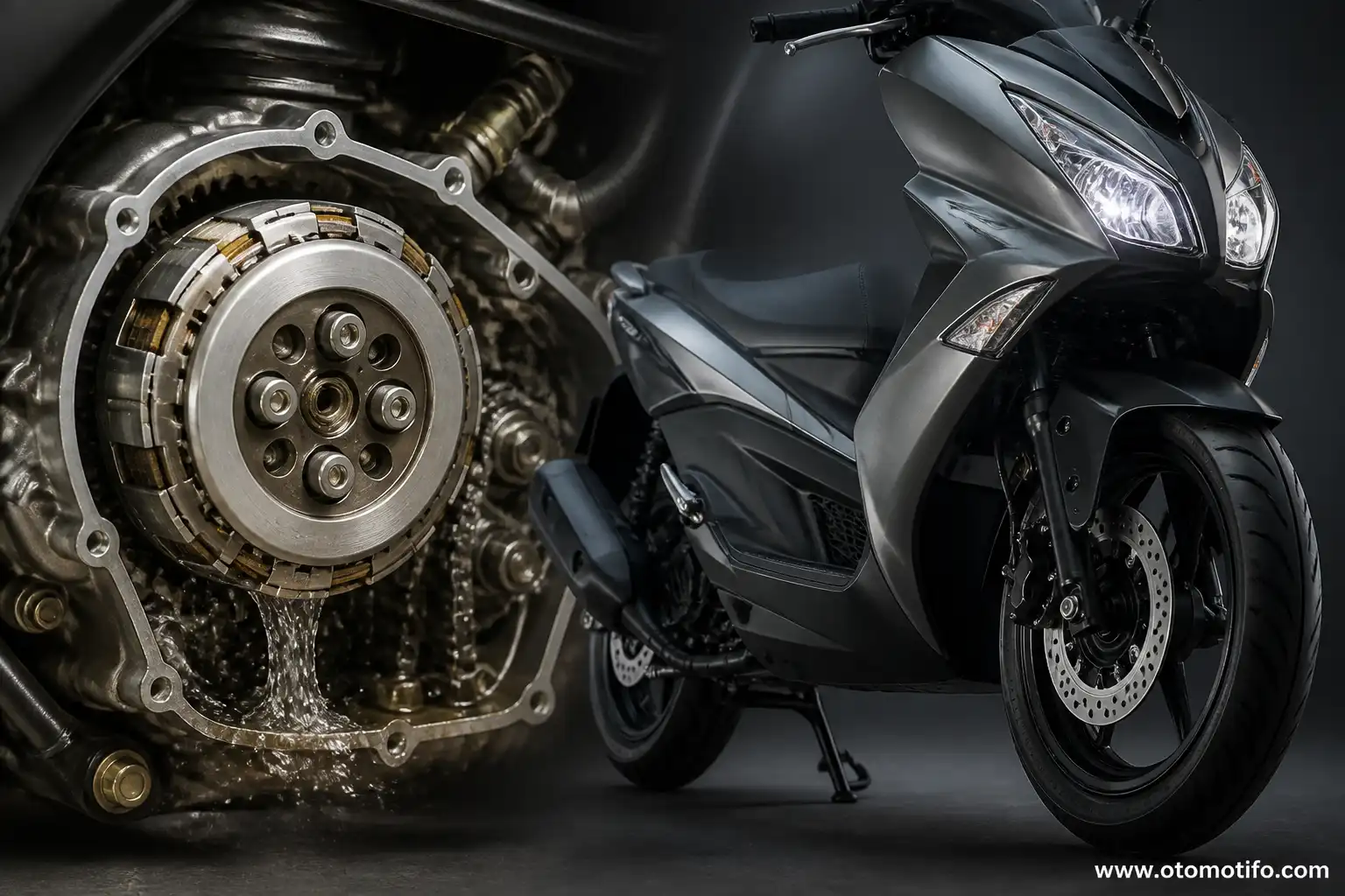 Ilustrasi kopling basah pada sepeda motor